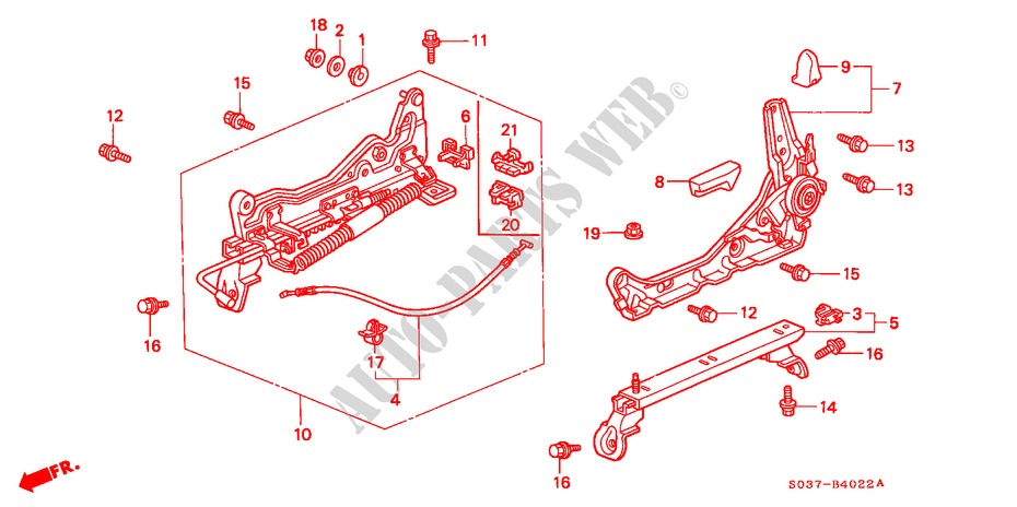 FRONT SEAT COMPONENTS (L.)(RH) (3) for Honda CIVIC 1.5ILS 3 Doors 4 speed automatic 1996