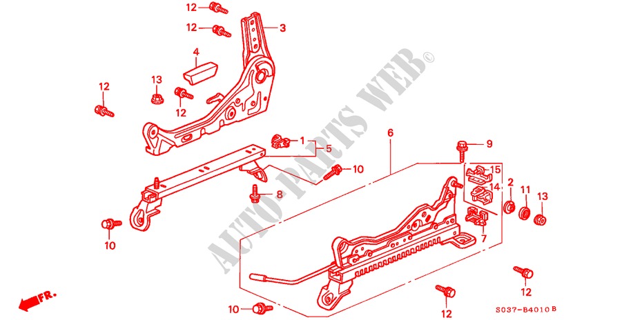 FRONT SEAT COMPONENTS (R.) (RH) (1) for Honda CIVIC 1.4I 3 Doors 5 speed manual 1996