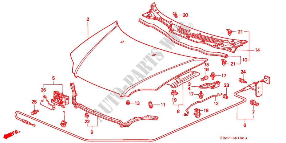 HOOD (LH) for Honda CIVIC 1.4I 3 Doors 5 speed manual 1997