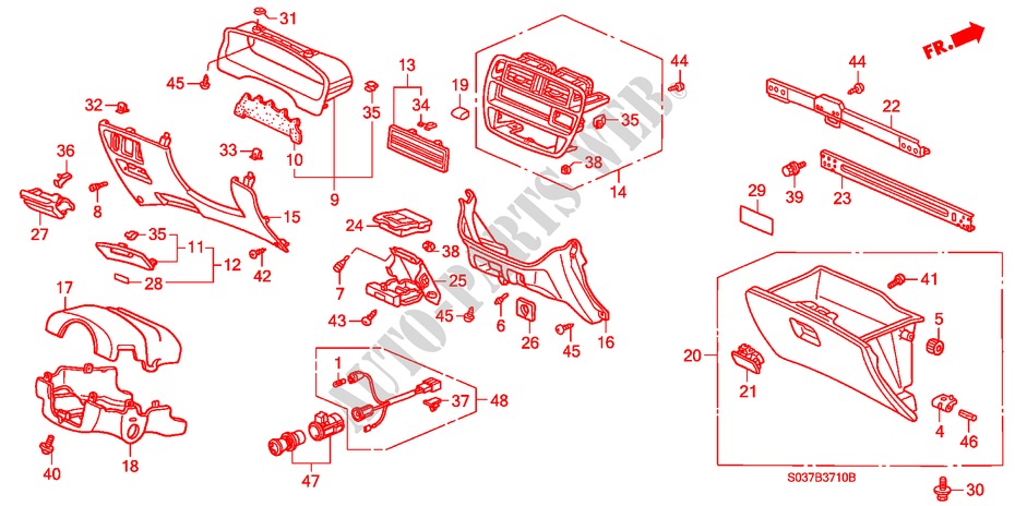 INSTRUMENT PANEL GARNISH (LH) for Honda CIVIC 1.4I 3 Doors 5 speed manual 1997