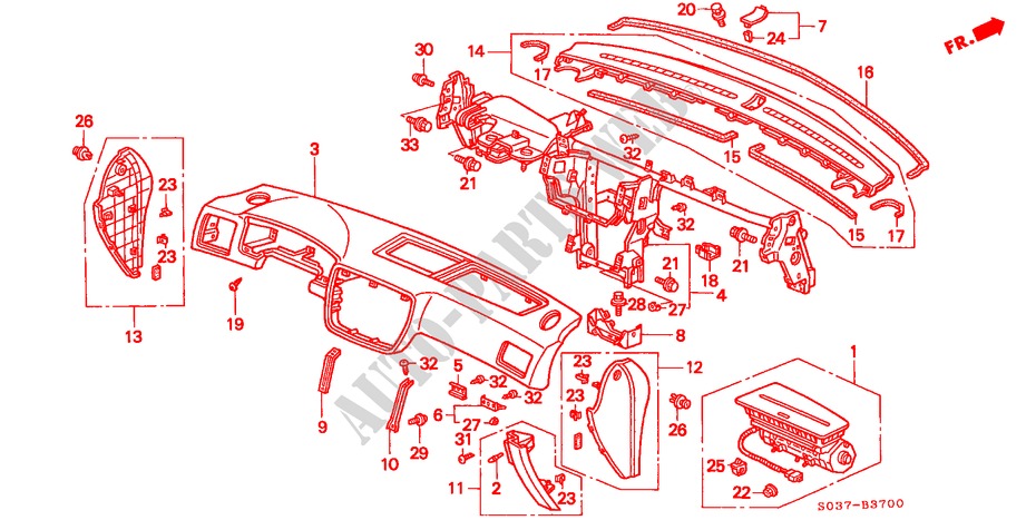 INSTRUMENT PANEL (LH) for Honda CIVIC 1.4I 3 Doors 5 speed manual 1996
