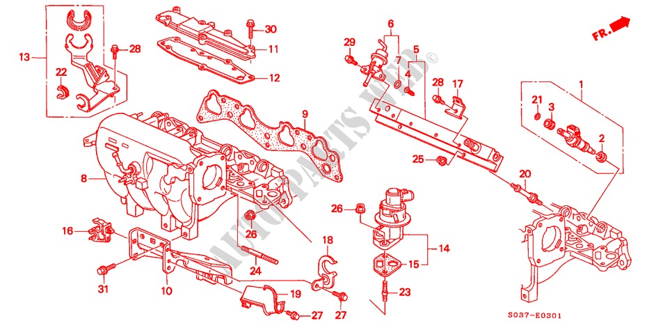 INTAKE MANIFOLD (SOHC VTEC) for Honda CIVIC 1.5ILS 3 Doors 5 speed manual 1996
