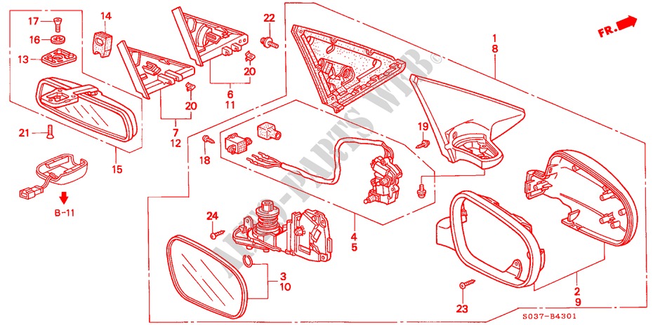 MIRROR (2) for Honda CIVIC 1.4I 3 Doors 5 speed manual 1997