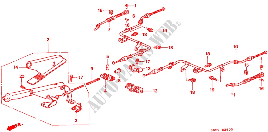 PARKING BRAKE for Honda CIVIC 1.4I 3 Doors 5 speed manual 1997