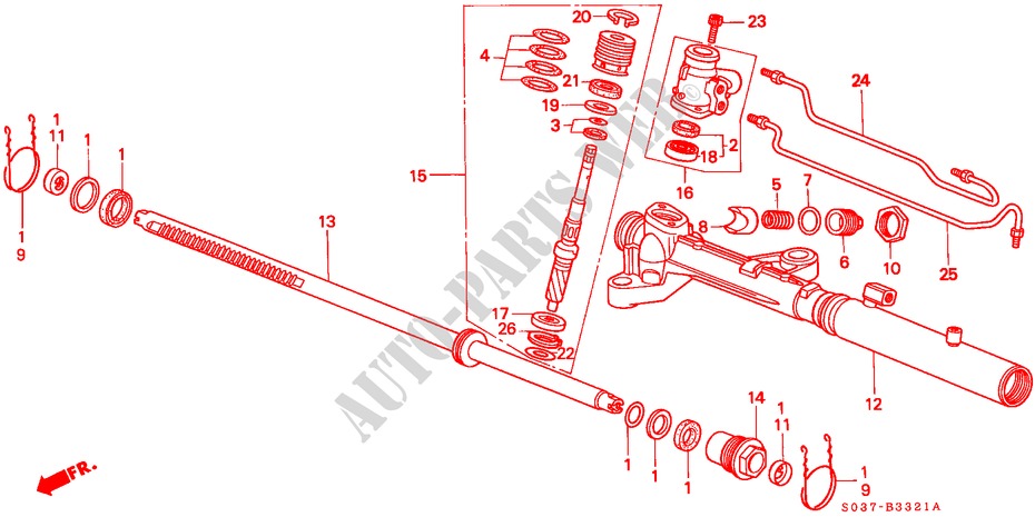 POWER STEERING GEAR BOX COMPONENTS (RH) for Honda CIVIC 1.4I 3 Doors 5 speed manual 1996