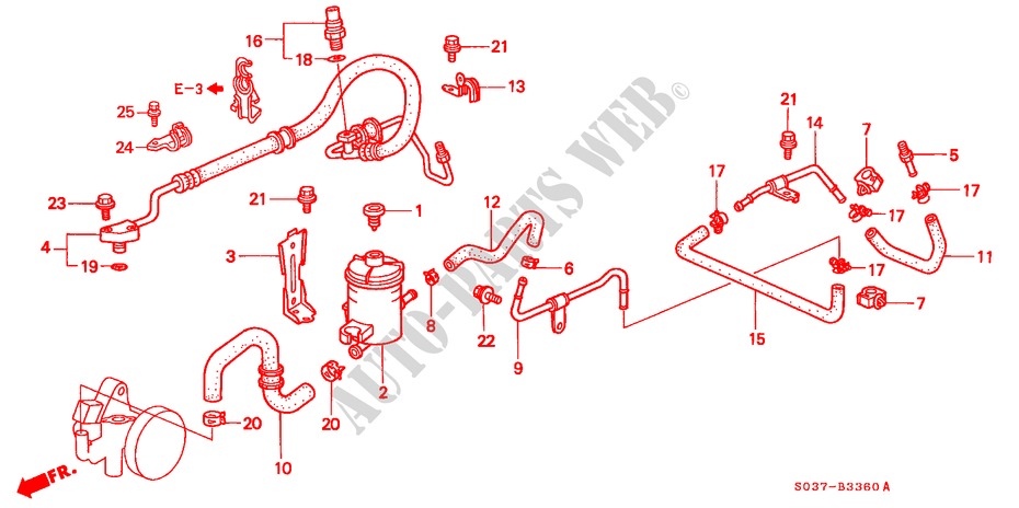 POWER STEERING LINES (LH) for Honda CIVIC 1.5ILS 3 Doors 5 speed manual 1996