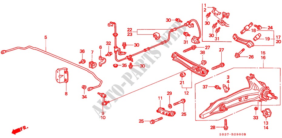 REAR LOWER ARM for Honda Cars CIVIC 1.4IS 3 Doors 5 speed manual 1999