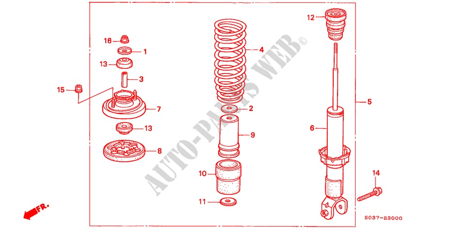 REAR SHOCK ABSORBER for Honda CIVIC 1.4I 3 Doors 4 speed automatic 1996