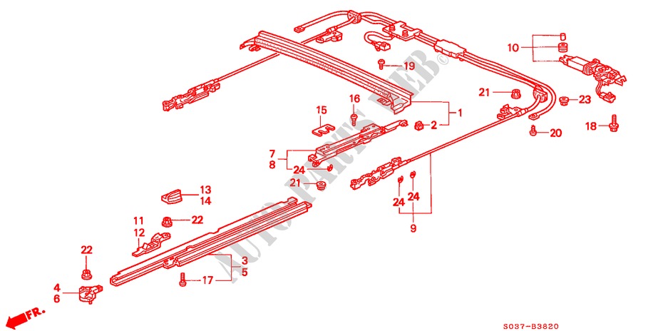 ROOF SLIDE COMPONENT for Honda CIVIC 1.4IS 3 Doors 4 speed automatic 1996