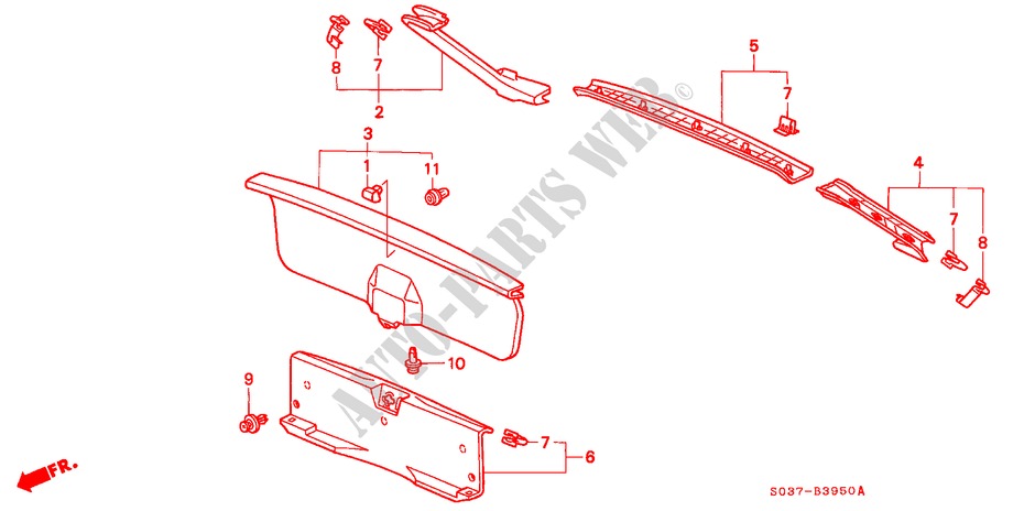 TAILGATE LINING for Honda CIVIC 1.4I 3 Doors 4 speed automatic 1996
