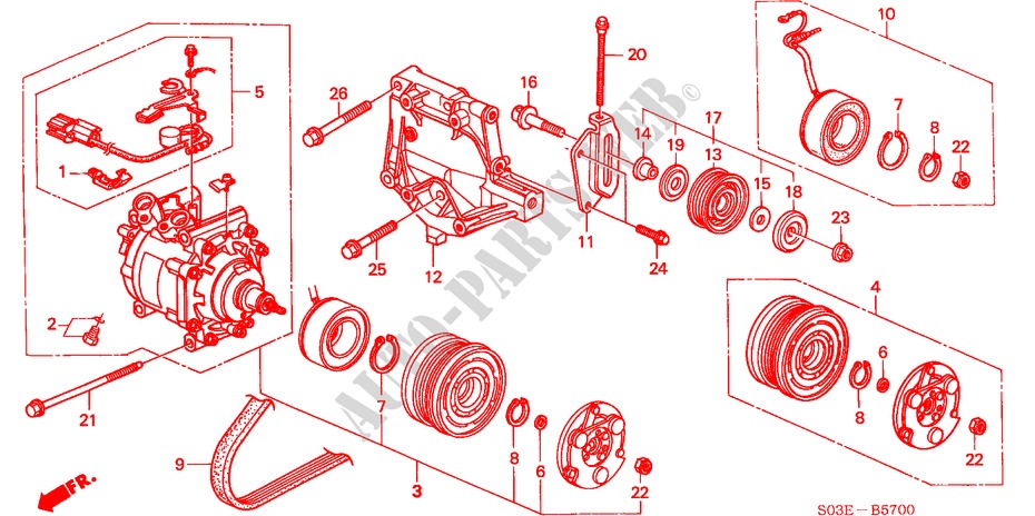 AIR CONDITIONER (COMPRESSOR)(HADSYS) for Honda CIVIC 1.4I 3 Doors 5 speed manual 2000