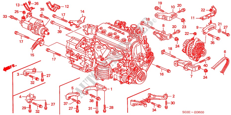 ALTERNATOR BRACKET/ ENGINE STIFFENER for Honda CIVIC 1.5ILS 3 Doors 5 speed manual 2000