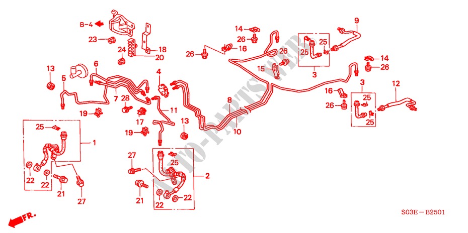 BRAKE LINES (RH) for Honda CIVIC 1.5ILS 3 Doors 5 speed manual 2000