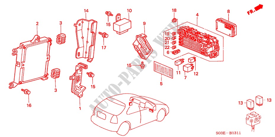 CONTROL UNIT (CABIN) (RH) for Honda CIVIC 1.5ILS 3 Doors 5 speed manual 2000