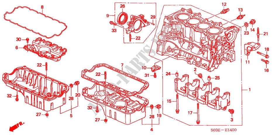 CYLINDER BLOCK/OIL PAN (SOHC/SOHC VTEC) for Honda CIVIC 1.4IS 3 Doors 4 speed automatic 2000