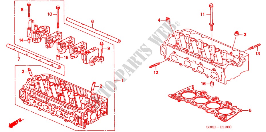 CYLINDER HEAD (SOHC) for Honda CIVIC 1.4I 3 Doors 5 speed manual 2000