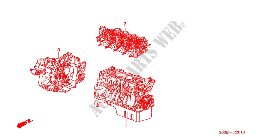 ENGINE ASSY./ TRANSMISSION ASSY. for Honda CIVIC 1.4IS 3 Doors 4 speed automatic 2000