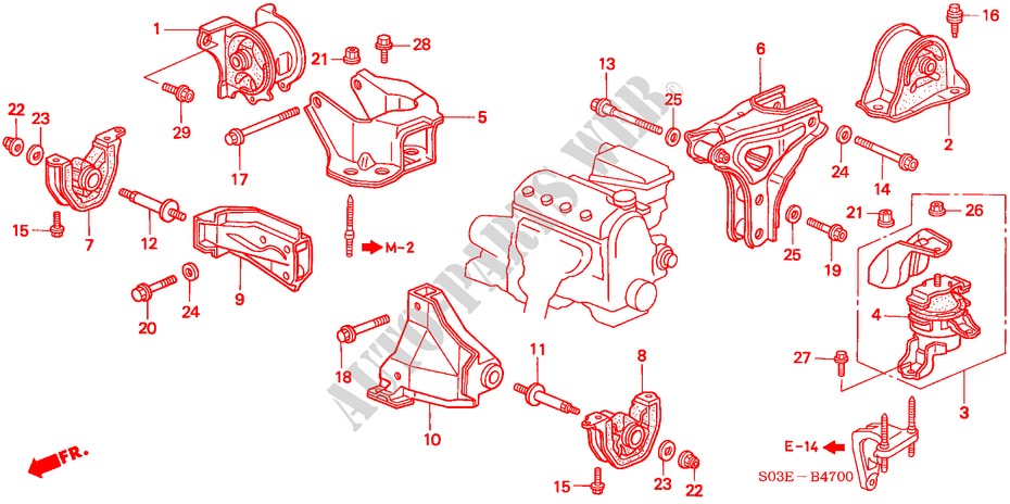 ENGINE MOUNTS (MT) (SOHC/SOHC VTEC) for Honda CIVIC 1.5ILS 3 Doors 5 speed manual 2000