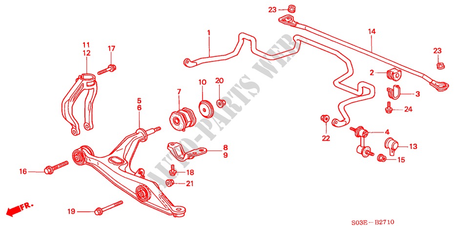 FRONT LOWER ARM for Honda CIVIC 1.4IS 3 Doors 4 speed automatic 2000