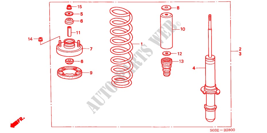 FRONT SHOCK ABSORBER for Honda CIVIC 1.4IS 3 Doors 4 speed automatic 2000