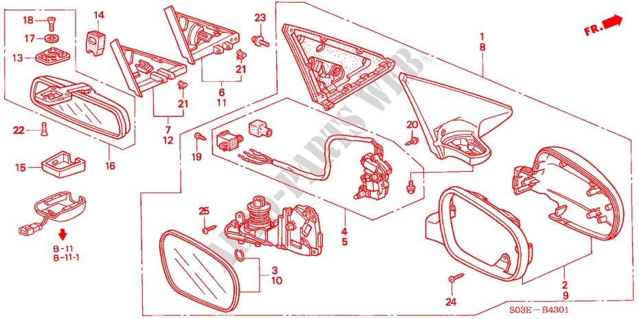 MIRROR (REMOTE CONTROL) (1) for Honda CIVIC 1.5ILS 3 Doors 5 speed manual 2000