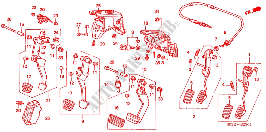 PEDAL (RH) for Honda CIVIC 1.5ILS 3 Doors 5 speed manual 2000