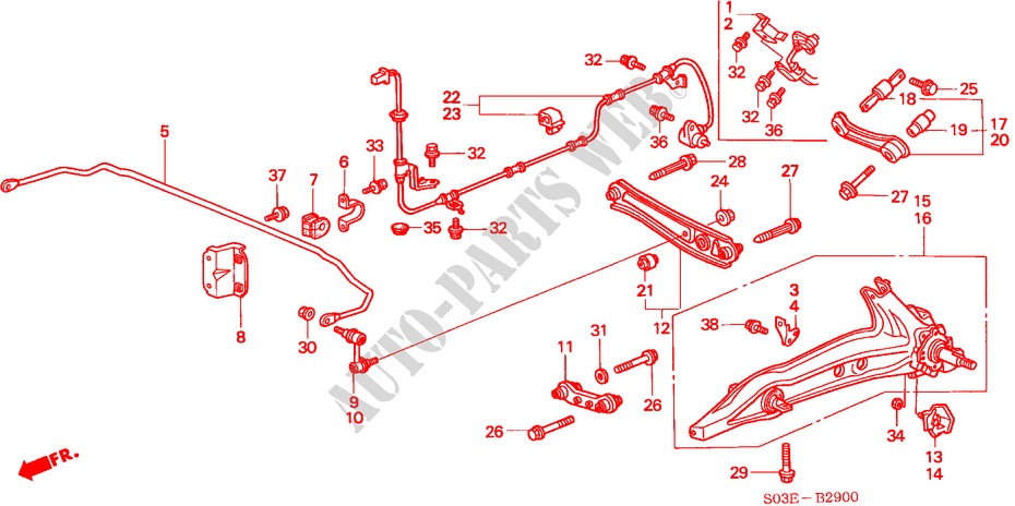REAR LOWER ARM for Honda CIVIC 1.4IS 3 Doors 4 speed automatic 2000