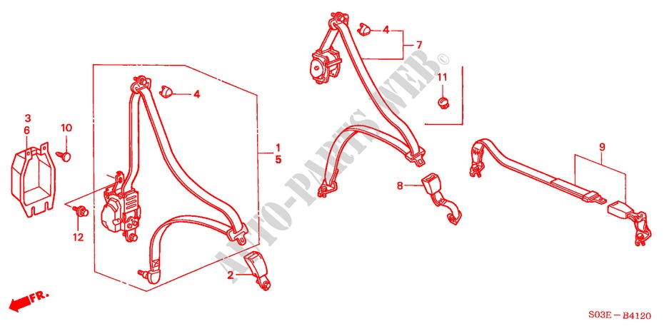 SEATBELTS for Honda CIVIC 1.5ILS 3 Doors 5 speed manual 2000