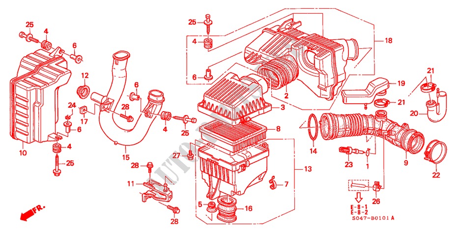 AIR CLEANER (SOHC VTEC) (DOHC VTEC) for Honda CIVIC 1.5ILS 4 Doors 4 speed automatic 1996