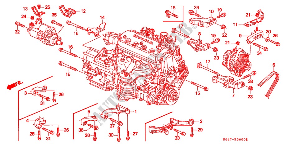 ALTERNATOR BRACKET/ ENGINE STIFFENER for Honda CIVIC 1.6VTI 4 Doors 5 speed manual 1998