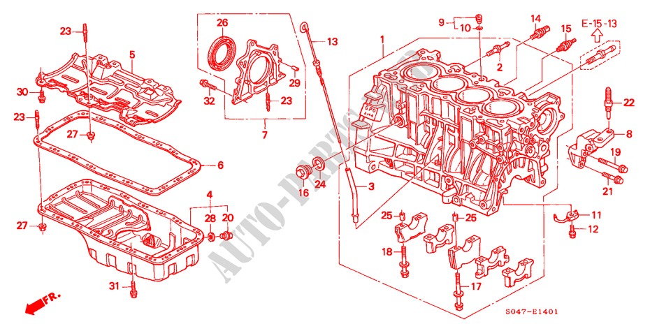 CYLINDER BLOCK/OIL PAN (DOHC VTEC) for Honda CIVIC 1.6VTI 4 Doors 5 speed manual 1999