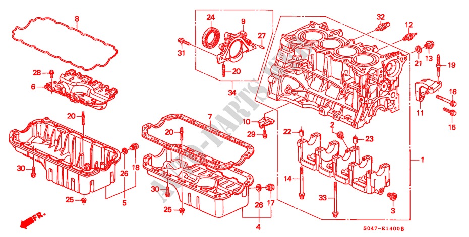 CYLINDER BLOCK/OIL PAN (SOHC/SOHC VTEC) for Honda CIVIC 1.5ILS 4 Doors 4 speed automatic 1996