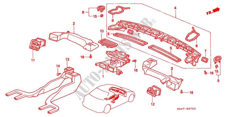 DUCT (LH) for Honda CIVIC 1.6VTI 4 Doors 5 speed manual 1998