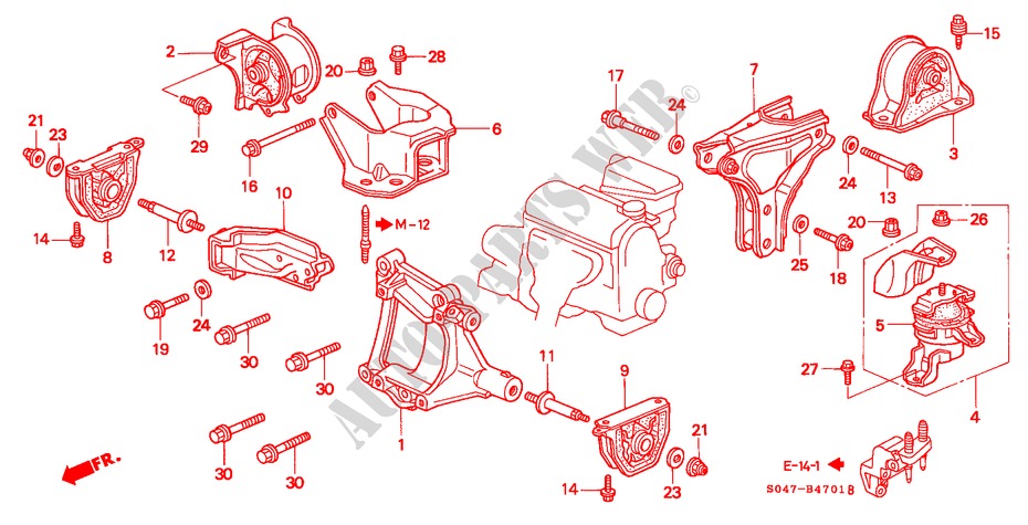 ENGINE MOUNTS (MT) (DOHC VTEC) for Honda CIVIC 1.6VTI 4 Doors 5 speed manual 1999