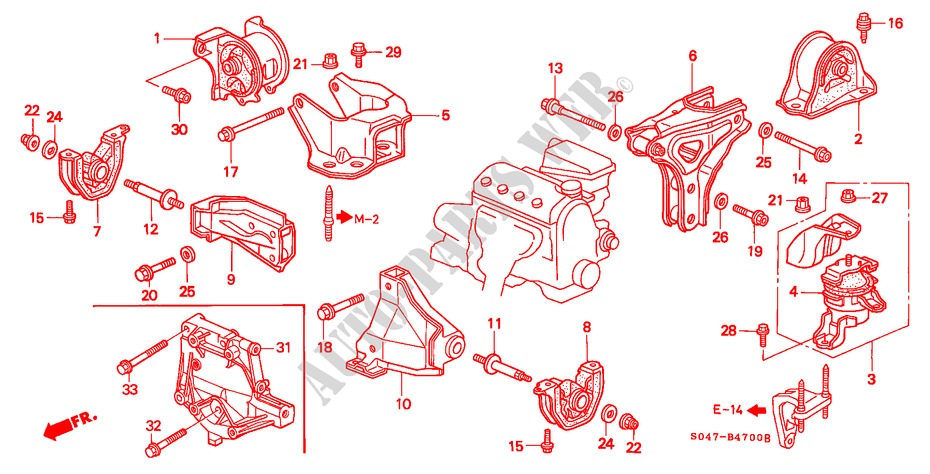 ENGINE MOUNTS (MT) (SOHC/SOHC VTEC) for Honda CIVIC 1.5ILS 4 Doors 5 speed manual 1998