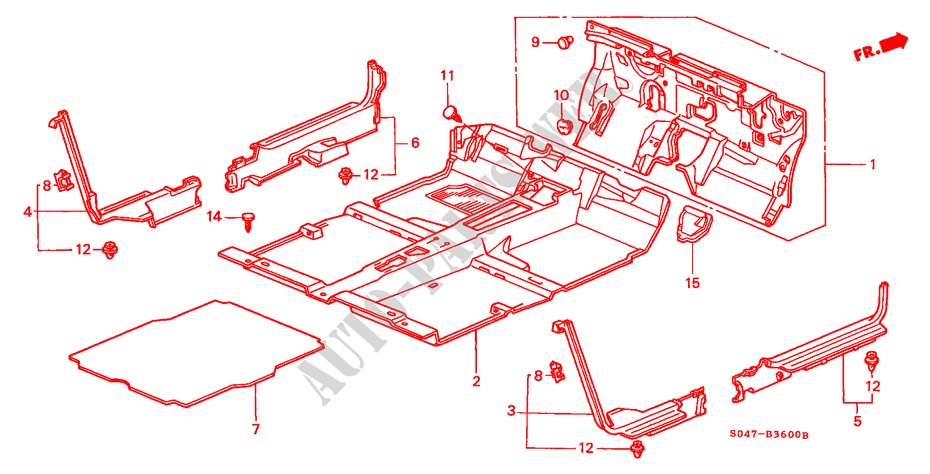 FLOOR MAT for Honda CIVIC 1.6VTI 4 Doors 5 speed manual 1998