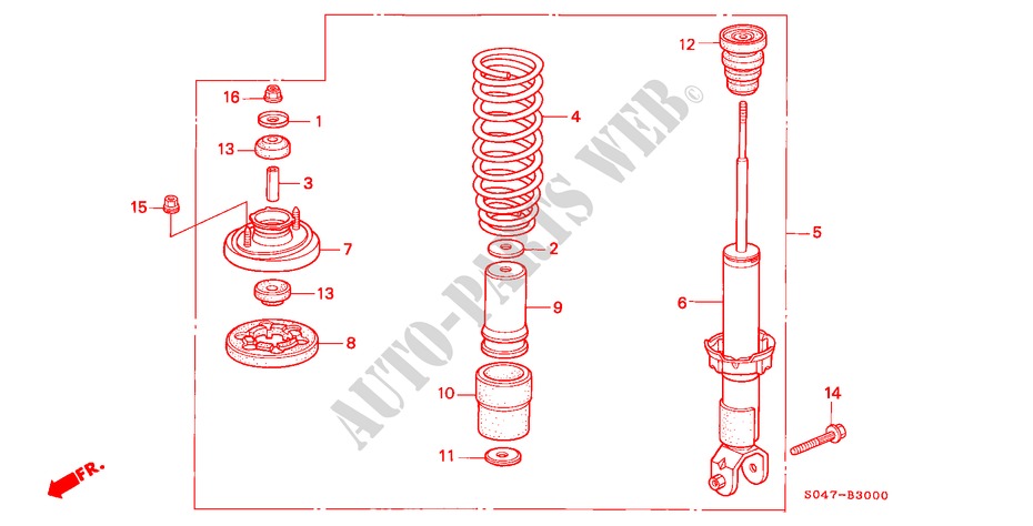 REAR SHOCK ABSORBER for Honda CIVIC 1.5ILS 4 Doors 4 speed automatic 1996