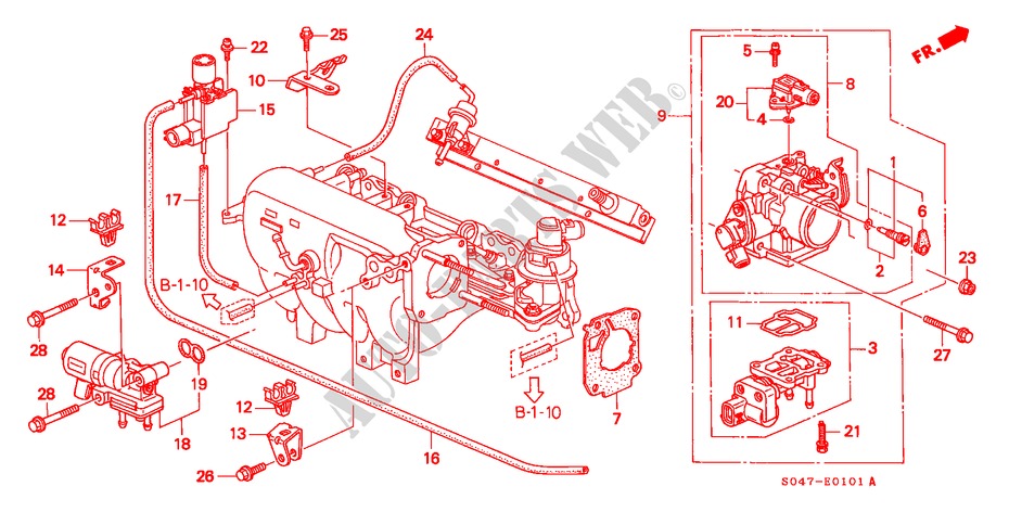 THROTTLE BODY (1.5L SOHC VTEC) for Honda CIVIC 1.5ILS 4 Doors 5 speed manual 2000