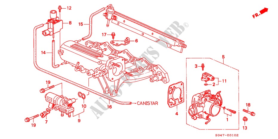 THROTTLE BODY (DOHC VTEC) for Honda CIVIC 1.6VTI 4 Doors 5 speed manual 1998