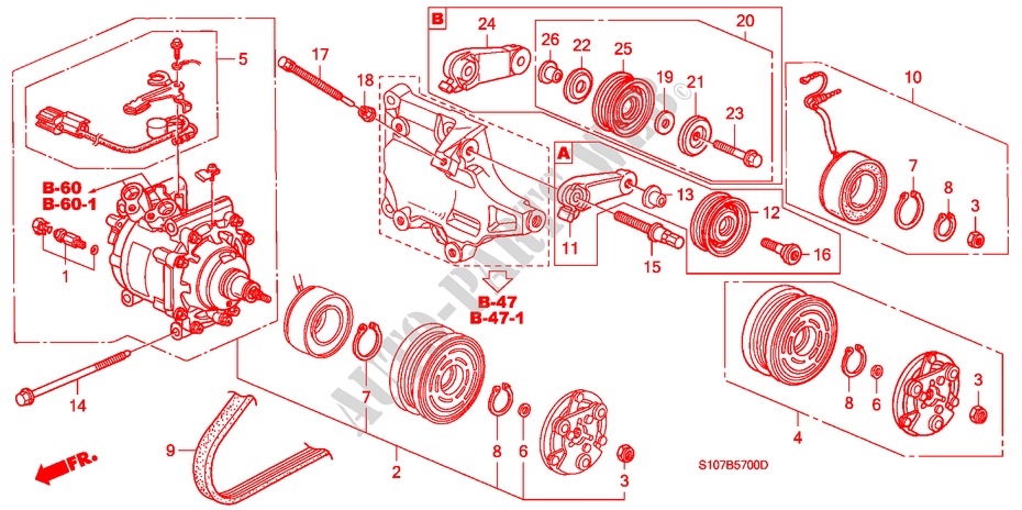 AIR CONDITIONER (COMPRESSOR) for Honda CR-V RVI 5 Doors 5 speed manual 1998