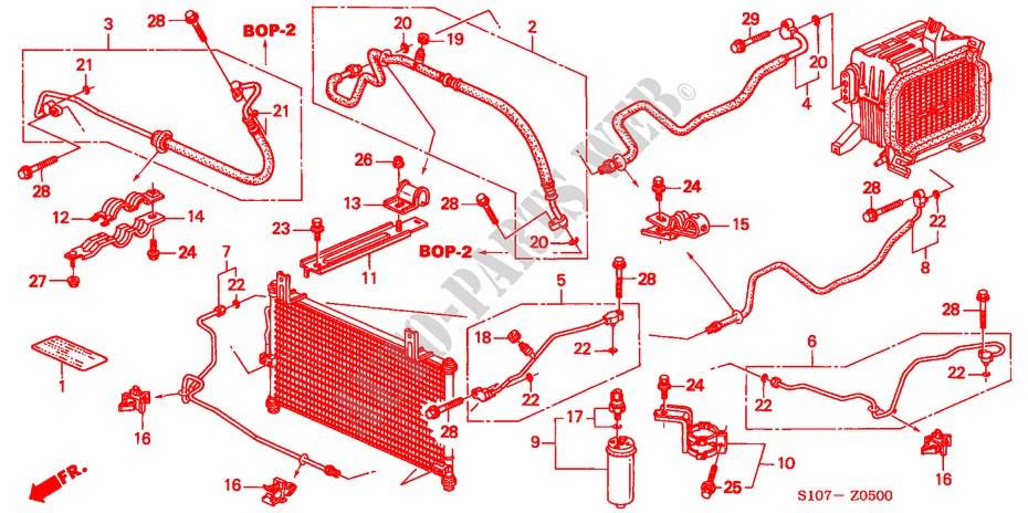 AIR CONDITIONER (HOSES/PIPES)(LH) for Honda CR-V RVI 5 Doors 5 speed manual 1998