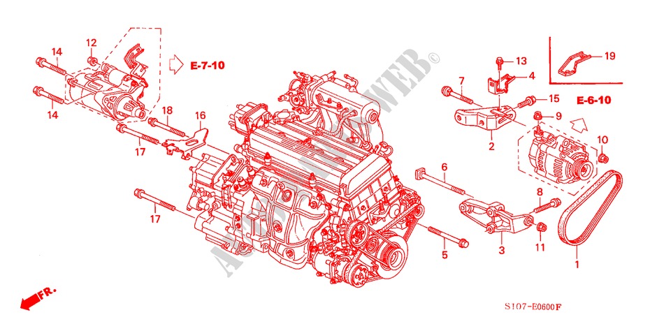 ALTERNATOR BRACKET for Honda CR-V RVSI 5 Doors 5 speed manual 2000