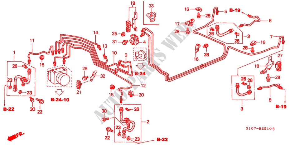 BRAKE LINES (ABS) (LH) for Honda CR-V RVI 5 Doors 5 speed manual 1998
