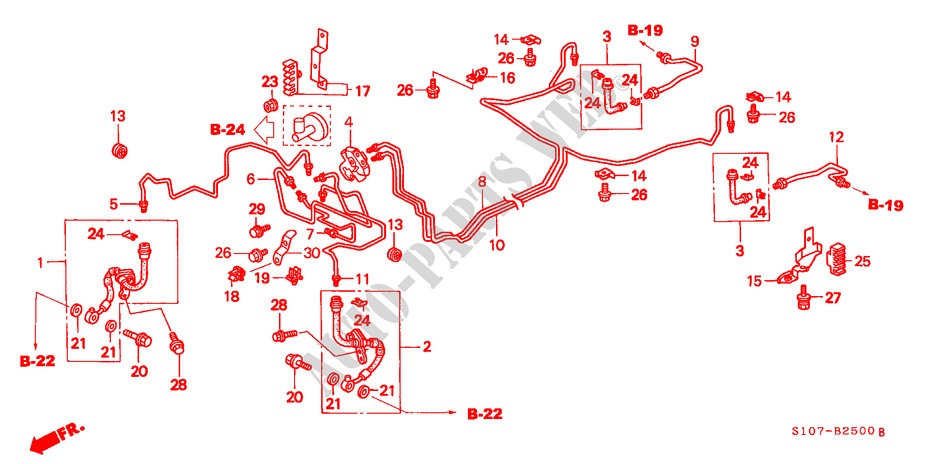 BRAKE LINES (LH) for Honda CR-V RVI         NORWAY 5 Doors 5 speed manual 2000