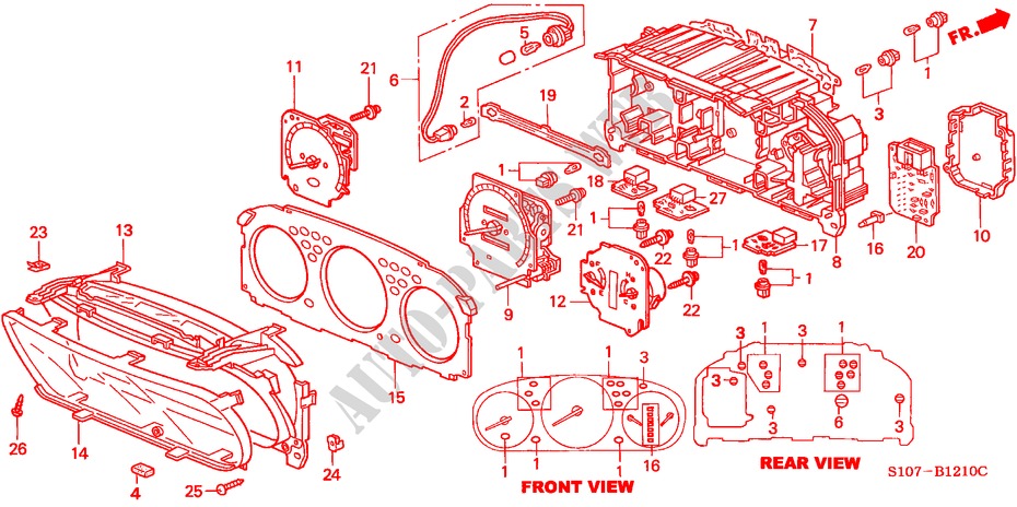 COMBINATION METER COMPONENTS for Honda CR-V RVI 5 Doors 5 speed manual 1998