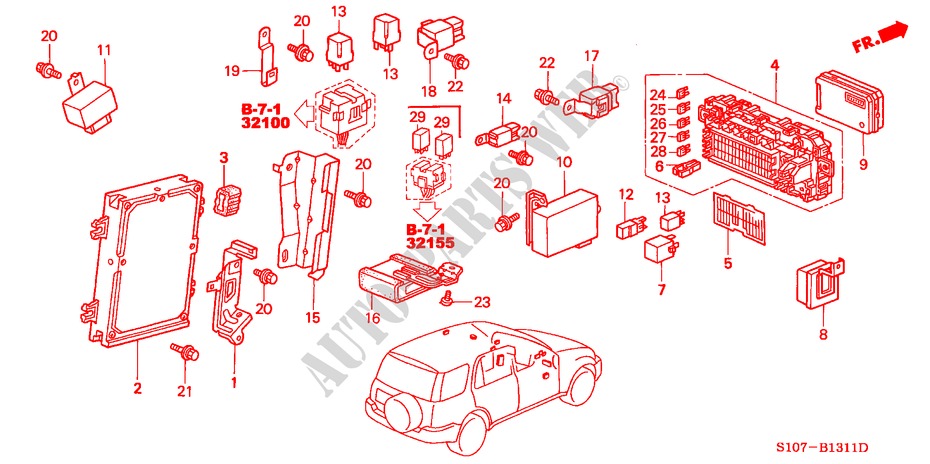 CONTROL UNIT (CABIN)(RH) for Honda CR-V RVSI 5 Doors 5 speed manual 2000