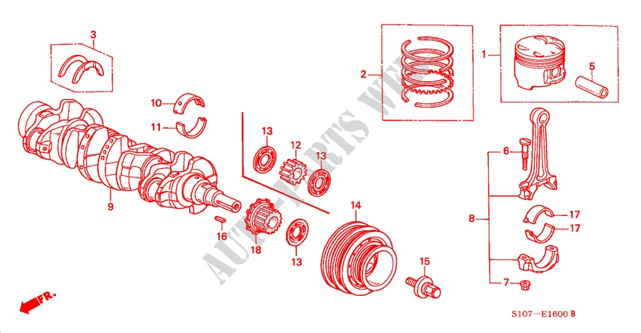 CRANKSHAFT/PISTON for Honda CR-V RVSI 5 Doors 5 speed manual 2000