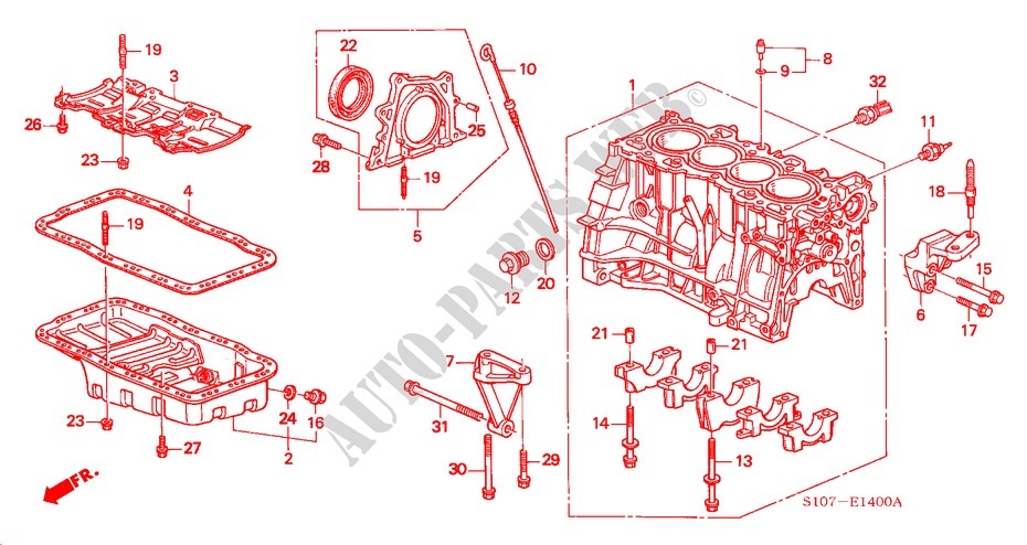 CYLINDER BLOCK/OIL PAN for Honda CR-V RVSI 5 Doors 5 speed manual 2000