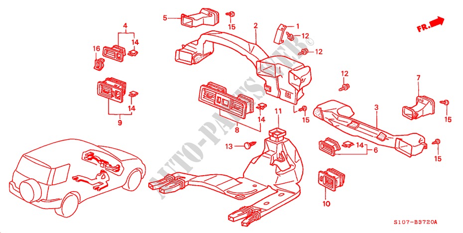 DUCT (LH) for Honda CR-V RVI 5 Doors 5 speed manual 1998
