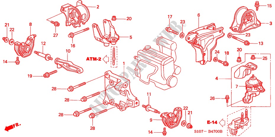 ENGINE MOUNTS (AT) for Honda CR-V RVSI 5 Doors 4 speed automatic 2000